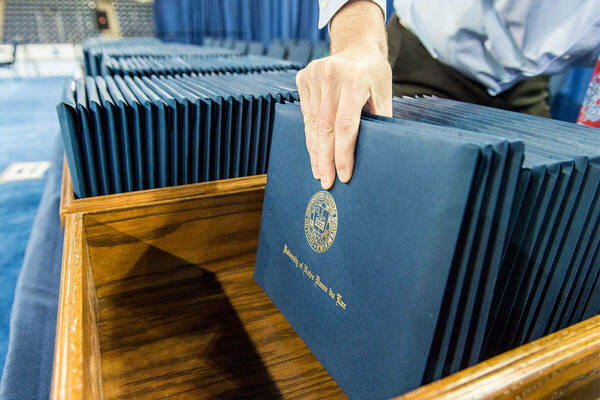 diplomas organized for commencement